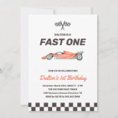 Invitation Fast One Race Car 1st Boy's Birthday Party (Devant)