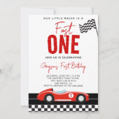 Invitation Fast One Race Car Boy 1ère fête d'anniversaire (Devant)