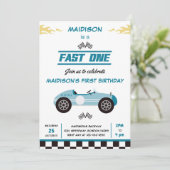 Invitation Fast One Race Car Boy 1ère fête d'anniversaire (Debout devant)