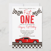 Invitation Fast One Race Car Boy 1ère fête d'anniversaire (Devant)