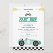 Invitation Fast One Race Car Boy 1ère fête d'anniversaire (Devant)