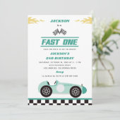 Invitation Fast One Race Car Boy 1ère fête d'anniversaire (Debout devant)