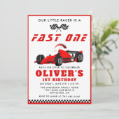 Invitation Fast One Race Car Boy 1ère fête d'anniversaire (Debout devant)