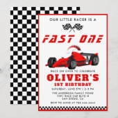 Invitation Fast One Race Car Boy 1ère fête d'anniversaire (Devant / Derrière)