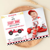Invitation Fast One Race Car Boy 1st Birthday Party Photo