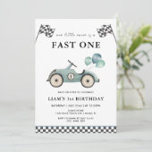 Invitation Fast One Race Car Boys 1er Anniversaire (Debout devant)