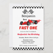 Invitation Fast one race car garçon premier anniversaire fête (Devant)