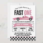 Invitation Fast One Race Car Girl 1er Anniversaire (Devant)