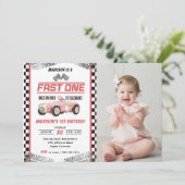 Invitation Fast One Race Car Girl 1er Anniversaire de fête Ph (Debout devant)