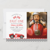 Invitation Fast One Race Car Racing Garçon 1er Anniversaire P (Devant)