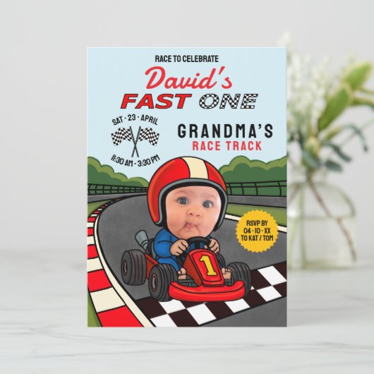 Invitation Fast ONE Racer Anniversaire (Debout devant)
