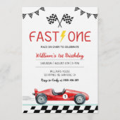 Invitation Fast One Racing Car Boy 1st Birthday Party (Devant)