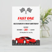 Invitation Fast One Racing Car Premier Anniversaire Invitatio (Debout devant)
