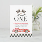 Invitation Fast One Racing Red Car premier anniversaire (Debout devant)