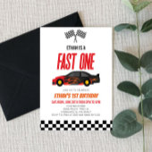 Invitation Fast One Red Flame Race Voiture 1er anniversaire f