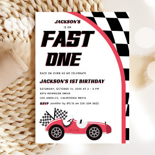 Invitation Fast One Red Race Car fête d'anniversaire