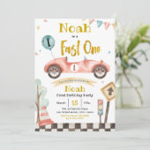 Invitation Fast One Retro Racing Car (Debout devant)
