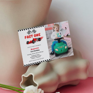 Invitation Fast one voiture race garçon premier anniversaire