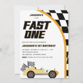 Invitation Fast One Yellow Race Car fête d'anniversaire (Devant)