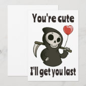 Invitation Faucheur mignon avec un cœur romantique (Devant / Derrière)