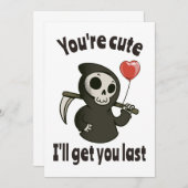 Invitation Faucheur mignon avec un cœur romantique (Devant / Derrière)