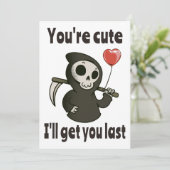 Invitation Faucheuse mignonne avec un cœur romantique (Debout devant)