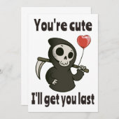 Invitation Faucheuse mignonne avec un cœur romantique (Devant / Derrière)