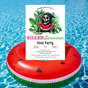 Invitation Faucheuse Pastèque Soirée de piscine Summerween