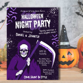Invitation Faucheuse Soirée Halloween Violet Sombre