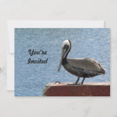 Invitation Faune Brown Pélican eau photo Anniversaire (Devant)