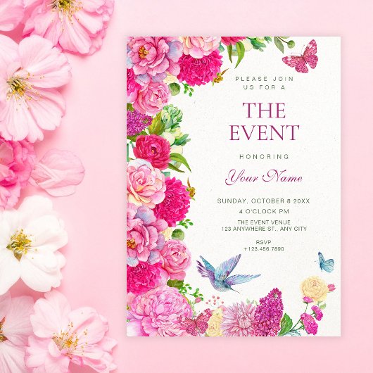 Invitation Faune florale aquarelle en fleurs