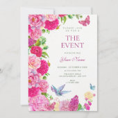 Invitation Faune florale aquarelle en fleurs (Devant)