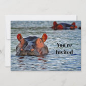 Invitation Faune Hippo photo d'eau Anniversaire (Devant)