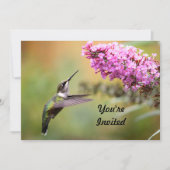Invitation Faune Hummingbird Floral Photo Anniversaire (Devant)