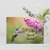 Invitation Faune Hummingbird Floral Photo Anniversaire (Debout devant)