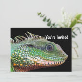 Invitation Faune Iguana Photo Anniversaire (Debout devant)