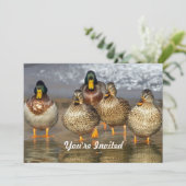 Invitation Faune Mallard Ducks Photo Anniversaire (Debout devant)