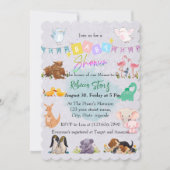 Invitation Faune mignonne Mama-Baby Thème Baby shower Invitat (Devant)