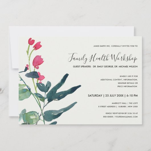INVITATION FAUNE VERTE ROSE EUCALYPTUS WREATH WORKSHOP (Devant)
