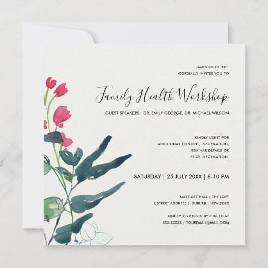 INVITATION FAUNE VERTE ROSE EUCALYPTUS WREATH WORKSHOP (Devant)