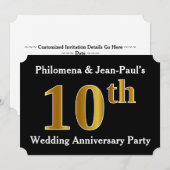 Invitation Fausse fête d'anniversaire de mariage de 10 ans au (Devant / Derrière)