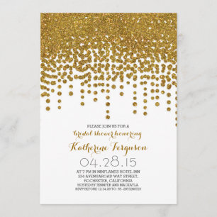 Invitation fausse feuille de parties scintillant d'or confett