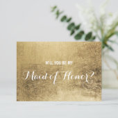 Invitation Fausse feuille d'or de luxe Serez-vous ma femme d' (Debout devant)