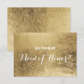 Invitation Fausse feuille d'or de luxe Serez-vous ma femme d' (Devant / Derrière)