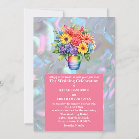 Invitation Fausse Mariage Iridescent Mère de Perle (Devant)