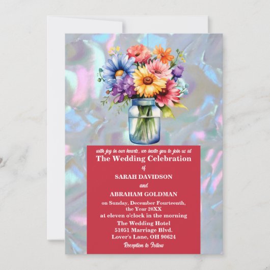 Invitation Fausse Mariage Iridescent Mère de Perle (Devant)