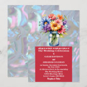 Invitation Fausse Mariage Iridescent Mère de Perle (Devant / Derrière)