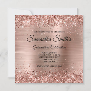 Invitation Fausse rose gold paillettes et papier d'aluminium
