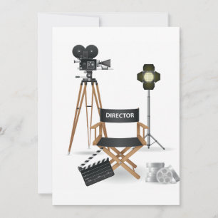 Invitation Fauteuil de réalisateur de cinéma et ensemble de c