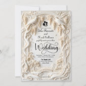 Invitation Faux 3D Bas-Relief Plaster Floral Sculpted Wedding (Devant)